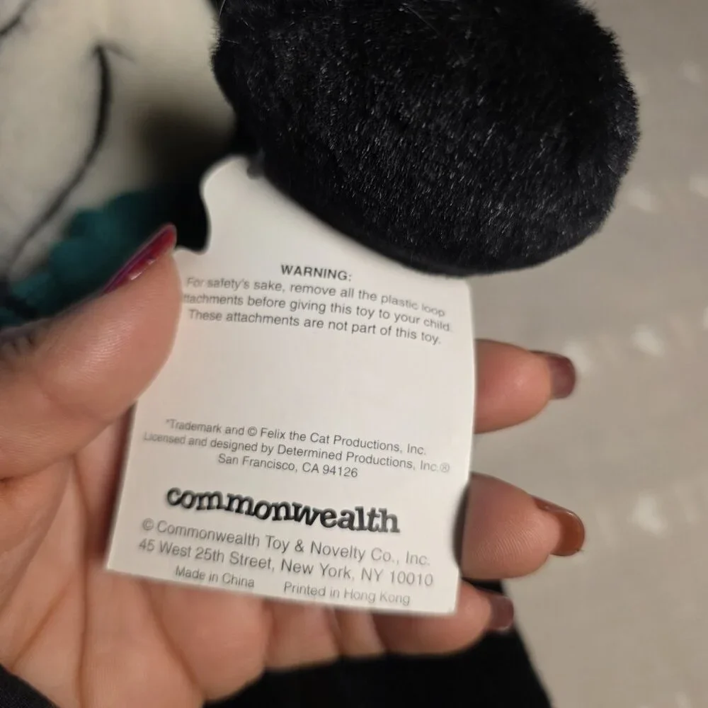 VTG Felix The Cat w/Green Felix Scarf Commonwealth Plush 10